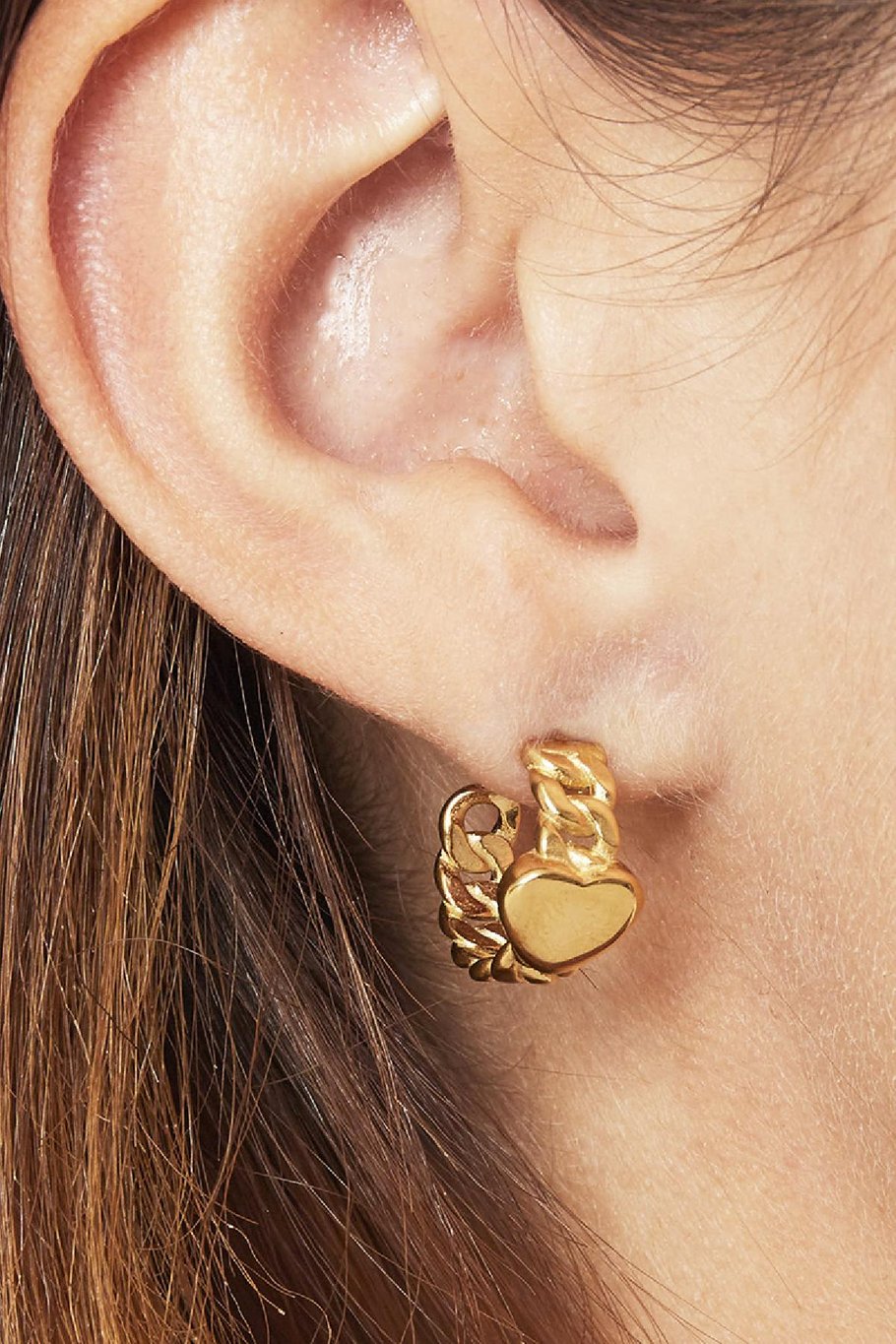 Pendientes chained heart Plata Acero inoxidable Imagen2